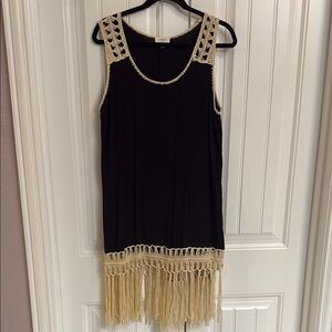 Umgee L Sleeveless Tunic/Dress with Fringe
